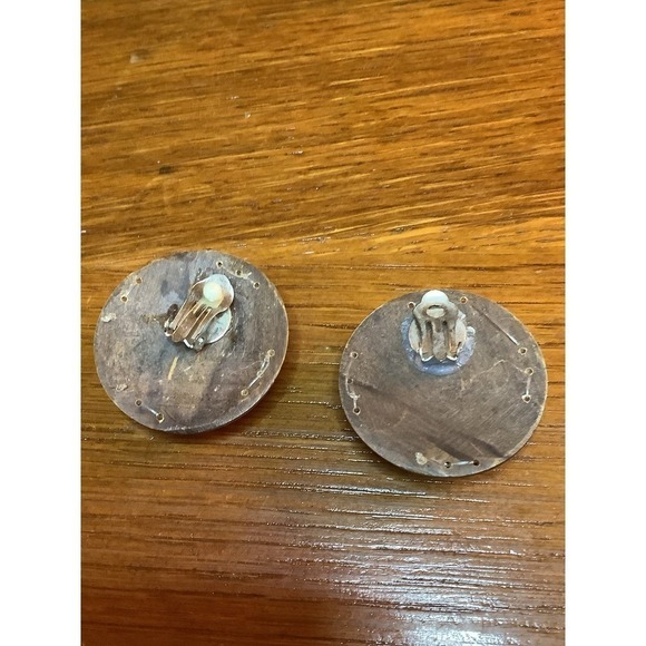 Vintage Clip On Wood & Beaded Earrings - Picture 5 of 5